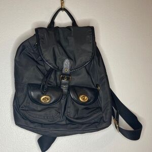 Coach Nylon Leather Cargo Backpack with Vintage Rose Print Lining